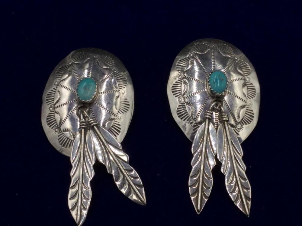 Lot 27: Sterling Signed Navajo Earrings