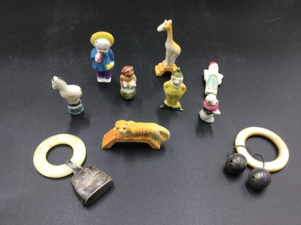 Lot 41: Antique Cake Toppers & Sterling Rattles