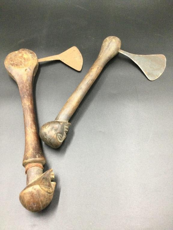 Lot 63: Vintage African  Effigy Carved Wood Axes