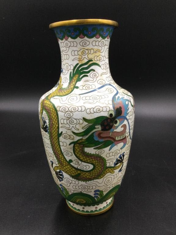 Lot 71: Vintage Cloisonne Dragon  Vase
