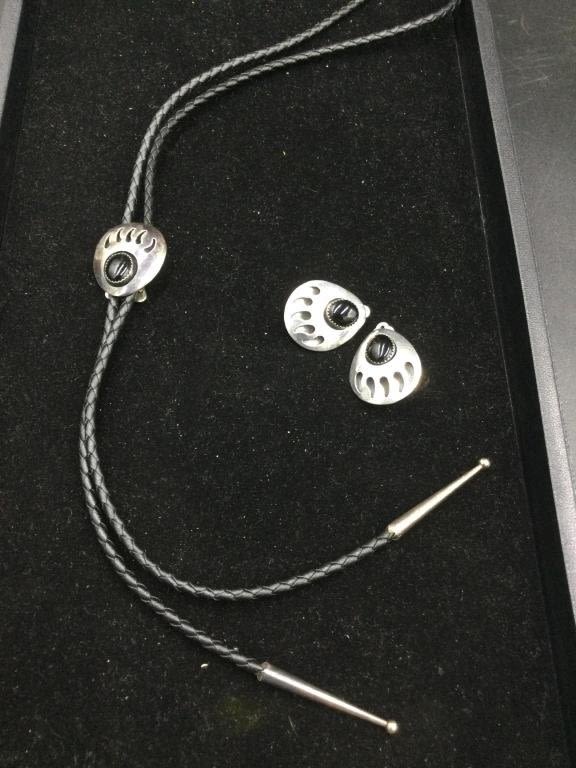 Lot 124: Sterling Bollo & Earrings