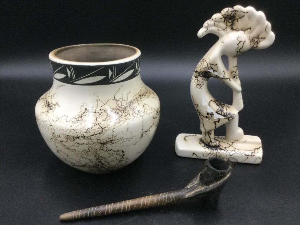 Lot 127: Navajo Pottery & Statue