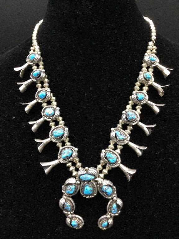 Lot 151: Navajo Sterling & Turquoise Squash Blossom