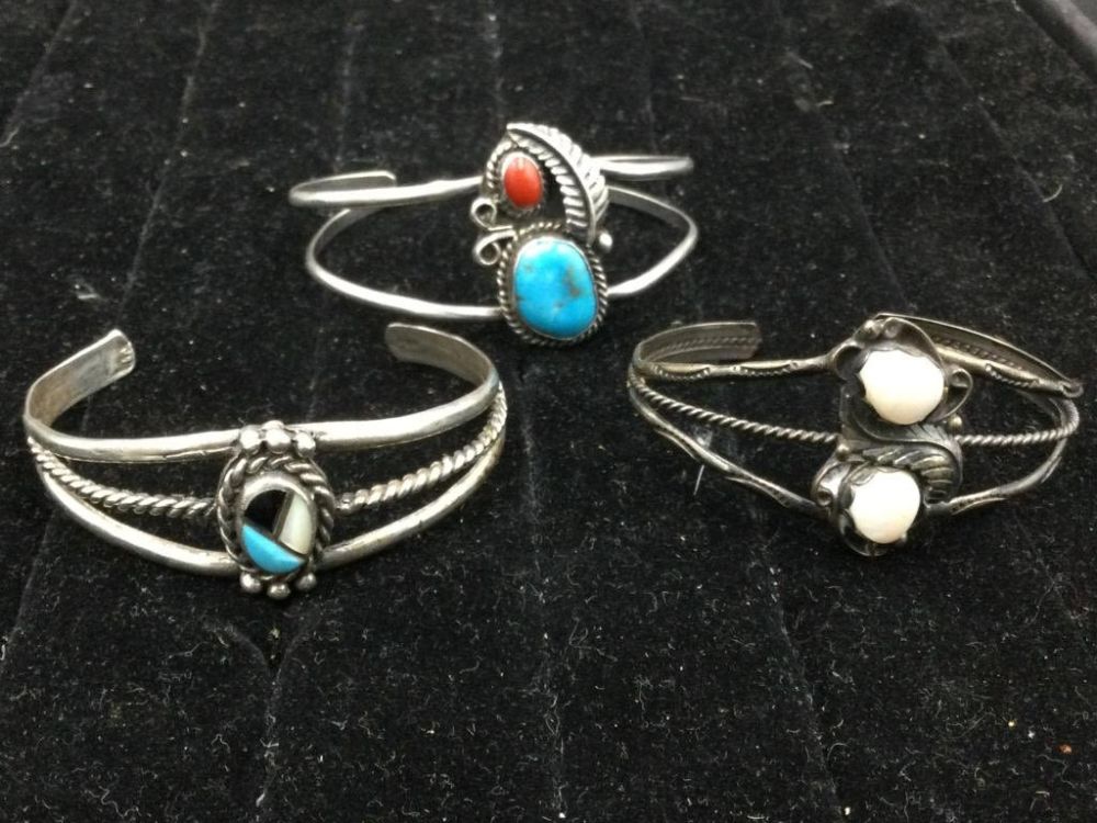 Lot 215: Sterling Cuff Bracelets