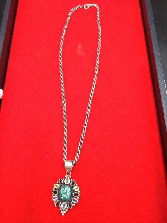 Lot 229: Navajo Sterling Necklace & Pendant