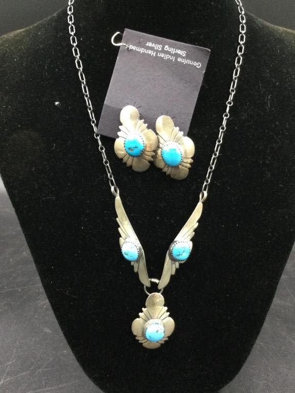 Lot 237: Navajo Necklace & Earrings