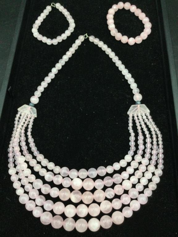 Lot 241: Carved Pink Quartz Necklace