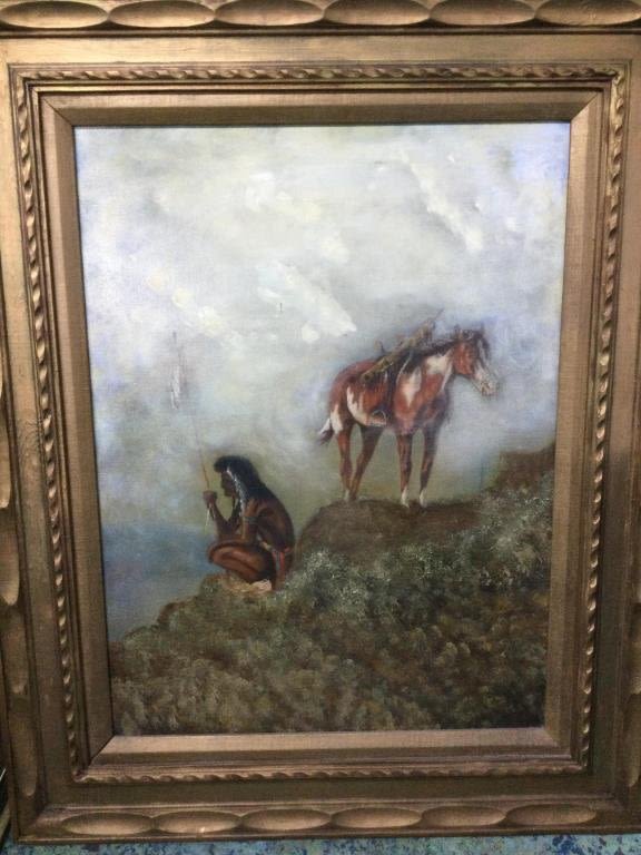 Lot 242: Native American Oil Painting