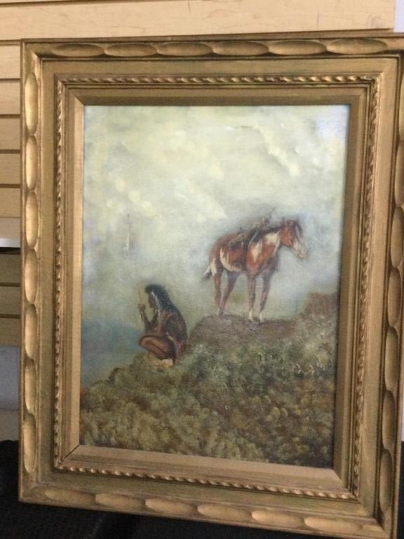 Lot 7: Native American Oil Painting