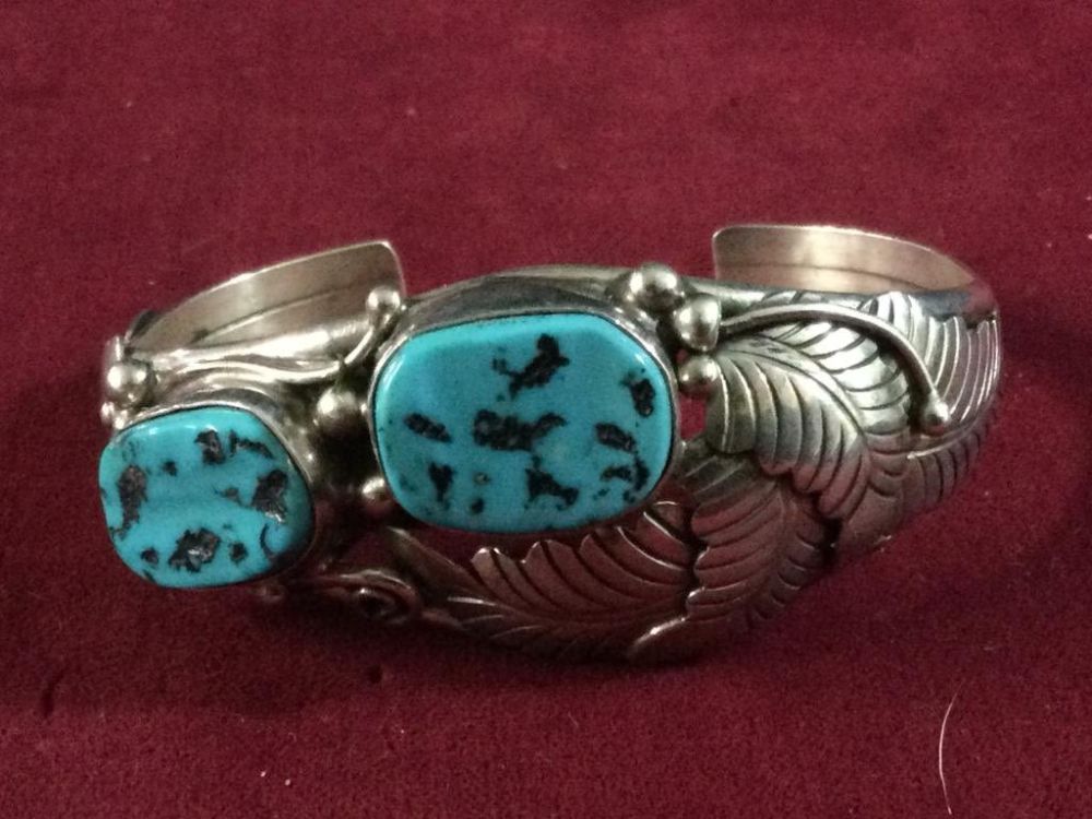 Lot 100: Navajo Cuff Bracelet w/Turquoise