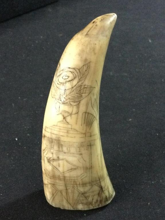 Lot 120: Early Scrimshawed Whale Tooth