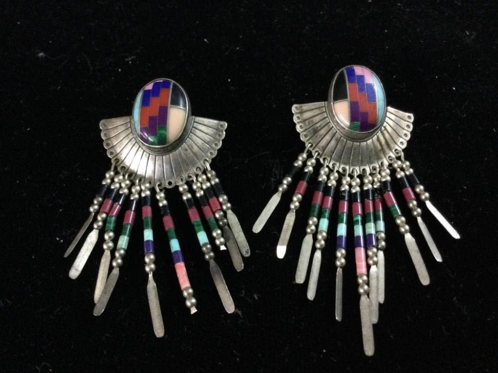 Lot 131: Zuni Native American Sterling Earrings