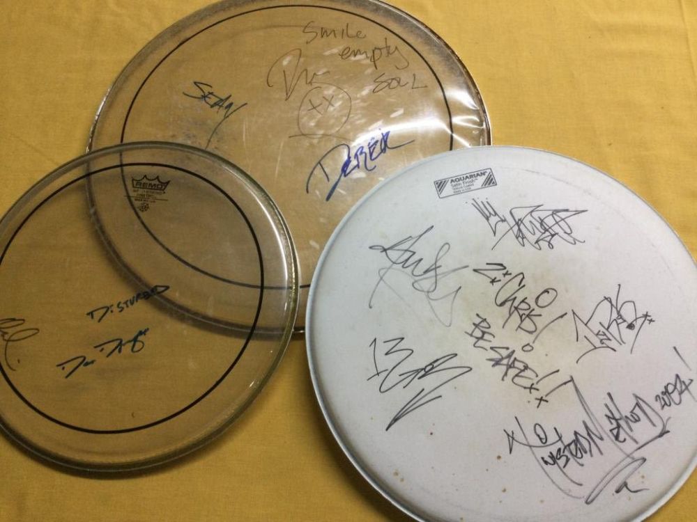 Lot 216: Autograph Drum Skins
