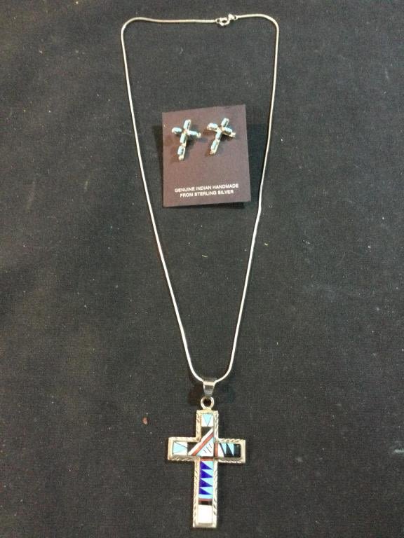 Lot 246: Sterling Zuni Cross Jewelry