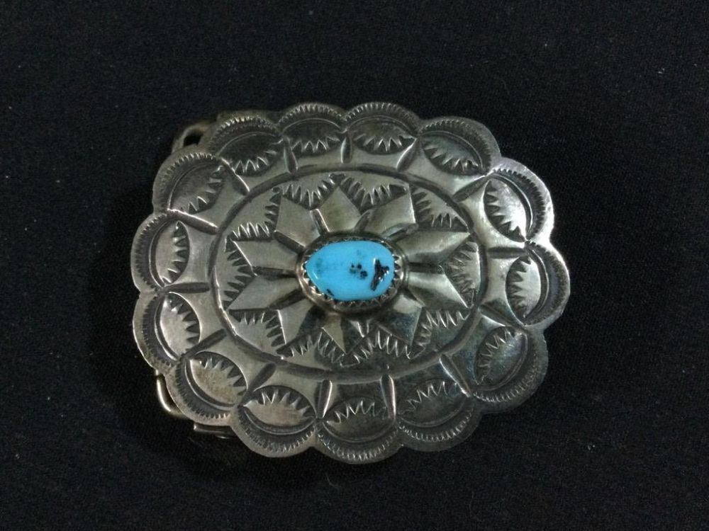 Lot 6: Silver Navajo Turquoise Buckle