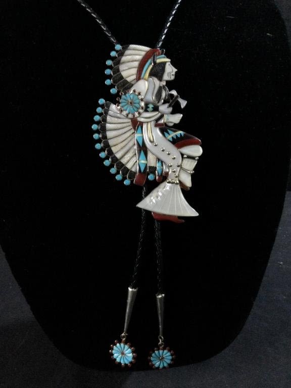 Lot 17: Stunning Navajo Pendant/Bollo "Dancer"