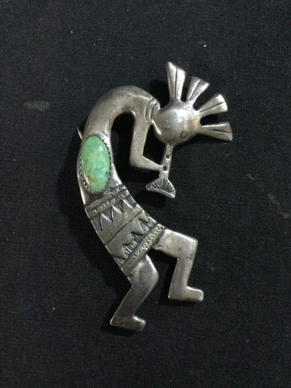 Lot 21: Sterling Kokopelli  Dancer Pin