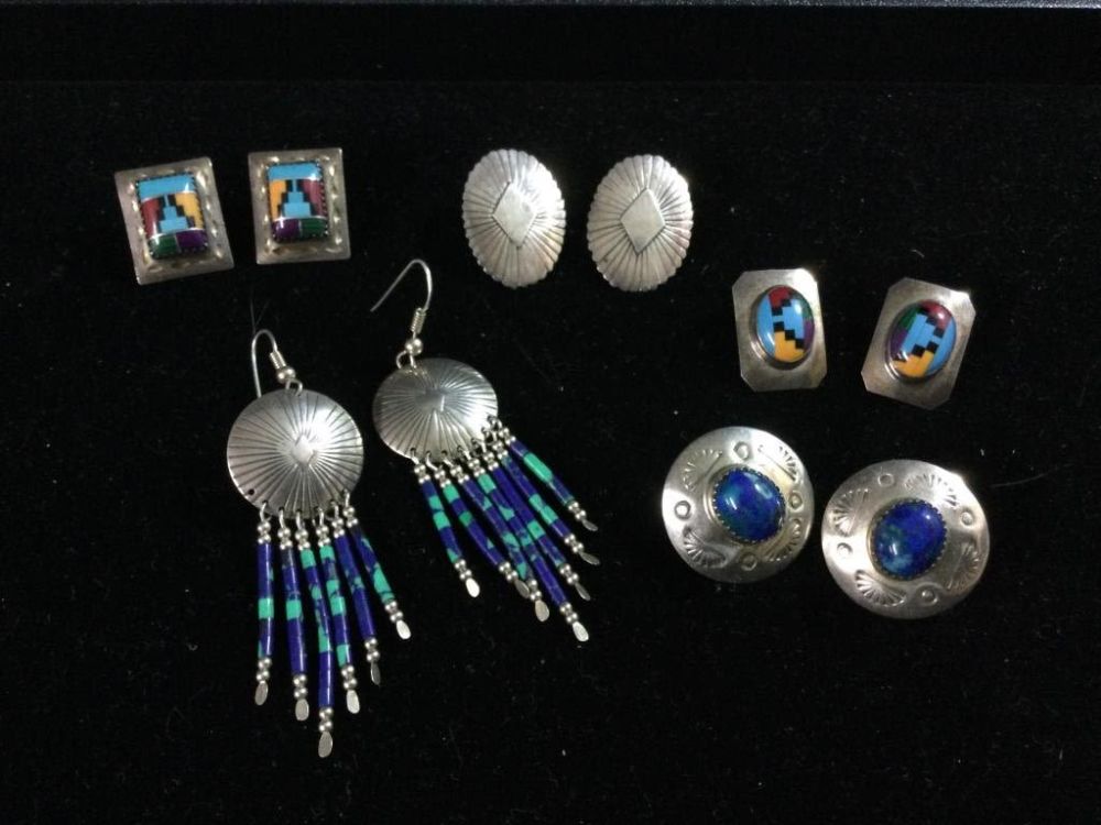 Lot 59: Navajo Signed Sterling Earrings