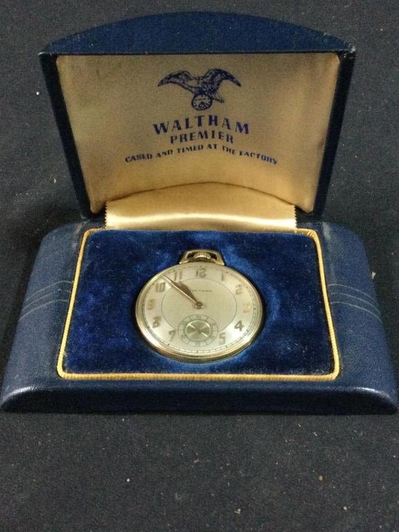 Lot 77: Waltham Premier 14kt 17 Jewel Pocket Watch