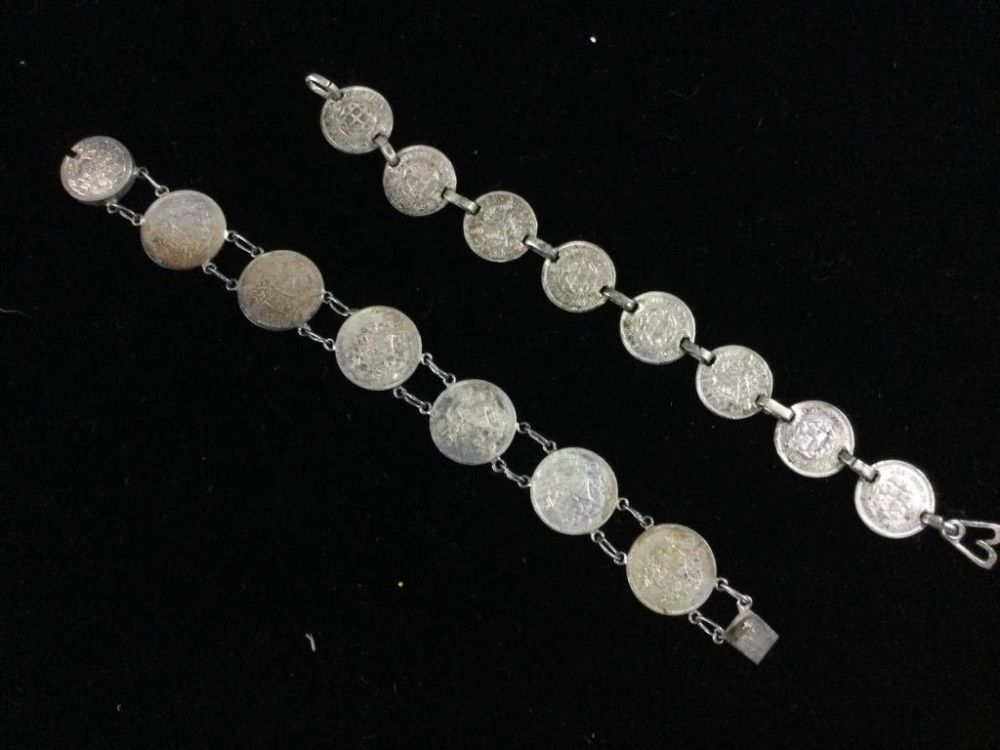 Lot 85: Sterling & Foreign Coin Bracelets
