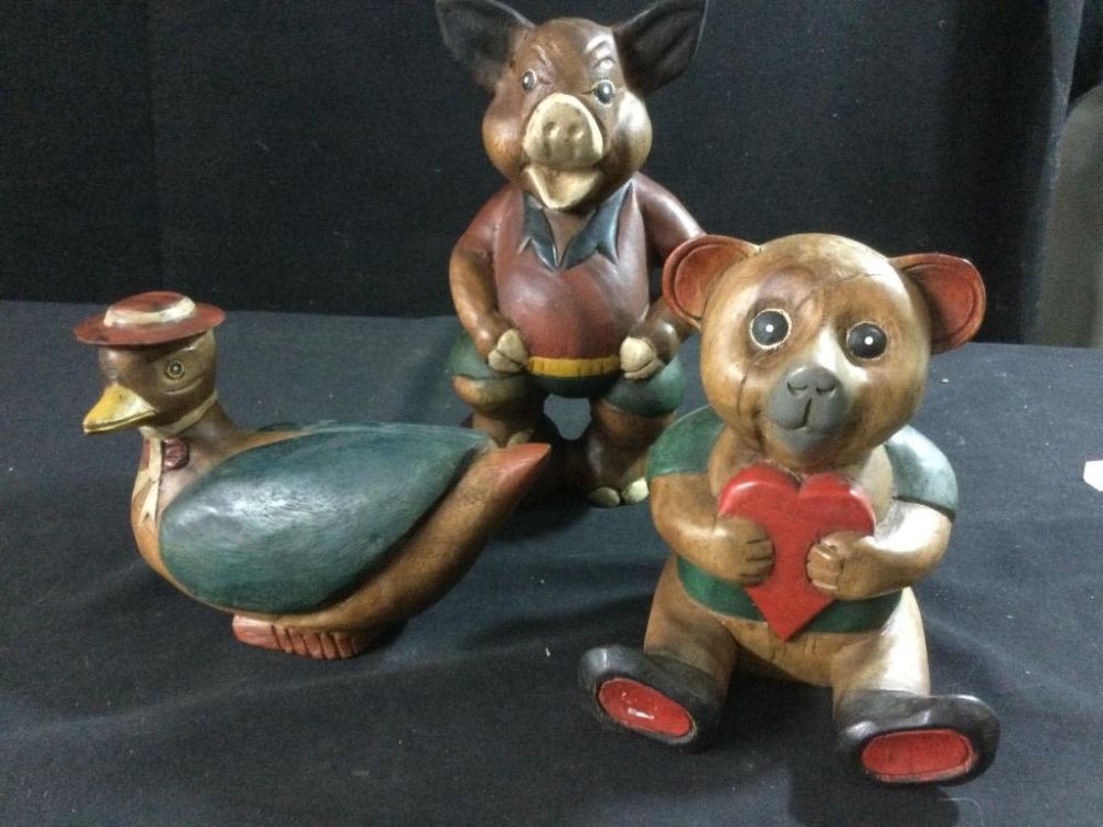 Lot 90: Vintage Carved Wood Child Toys
