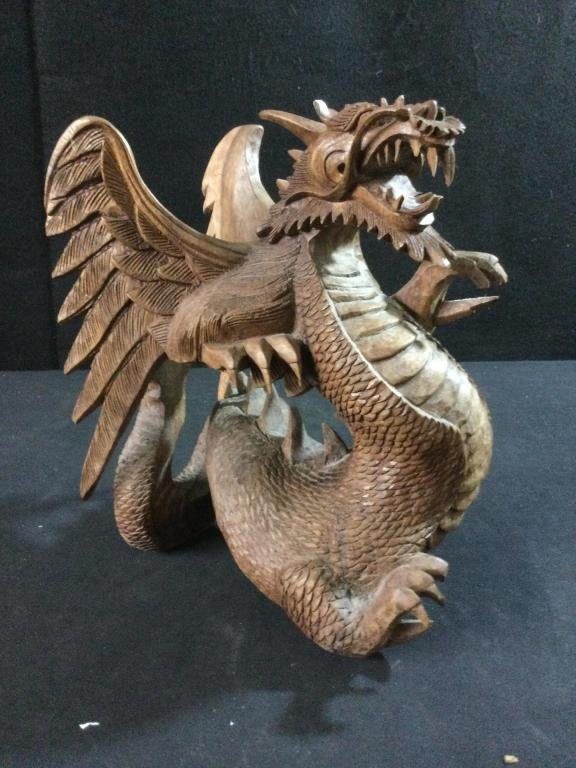 Lot 145: Carved Teak Wood Dragon