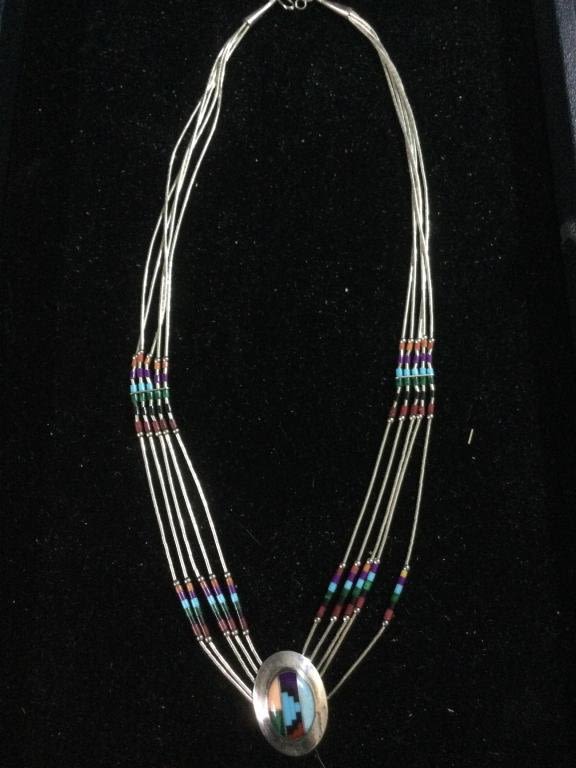 Lot 168: Zuni Sterling Necklace w/Pendant