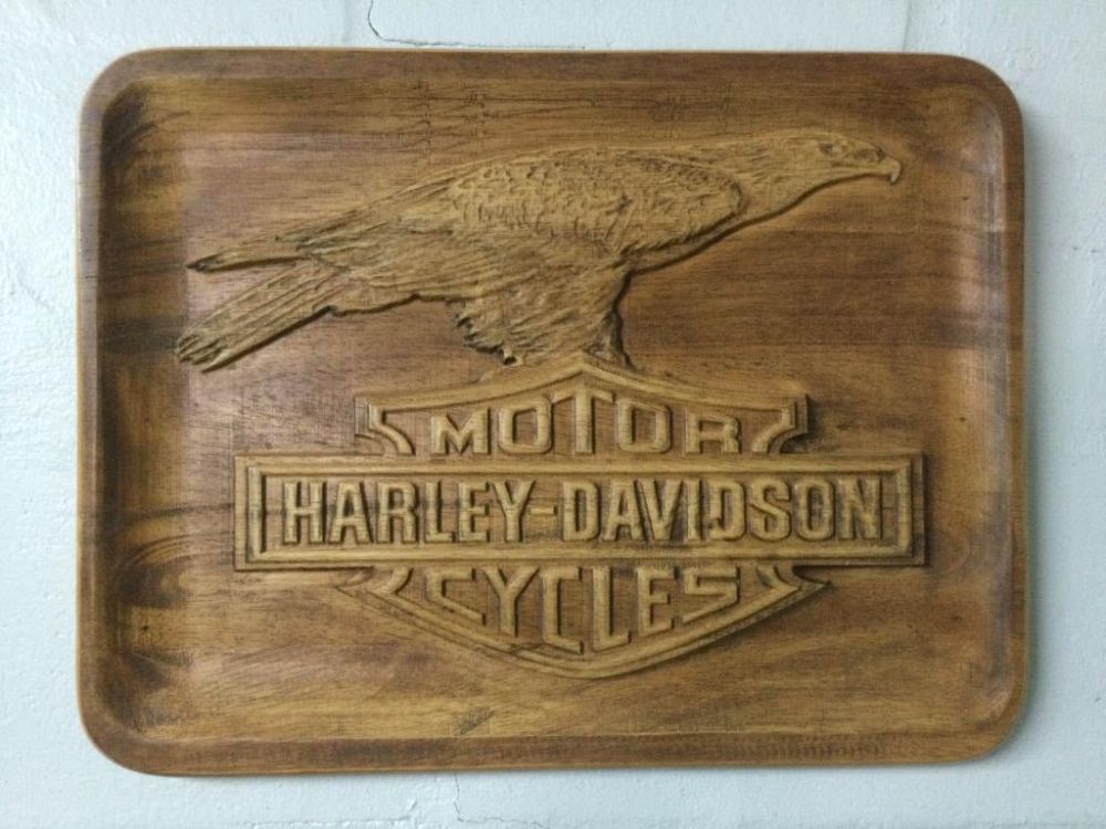 Lot 233: Carved Wood Harley Davidson