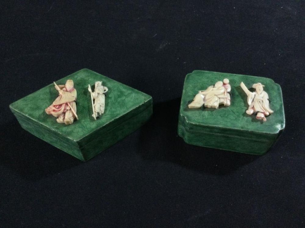 Lot 3: Vintage Enamel Trinket Boxes