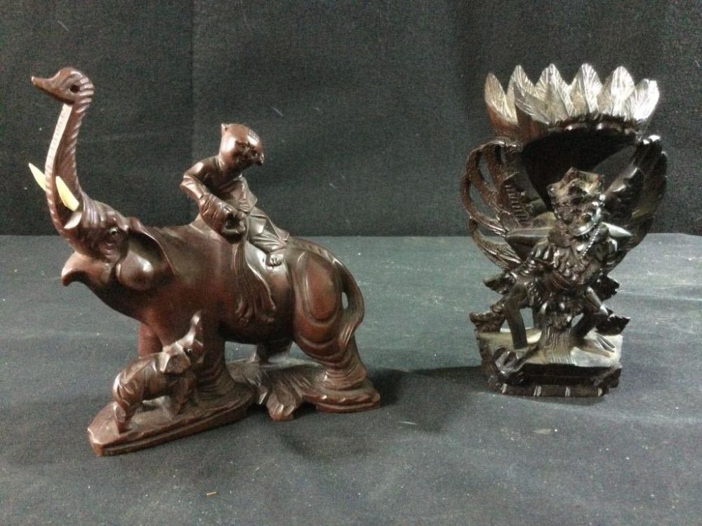 Lot 8: Vintage Intricately Hand Carved Statues