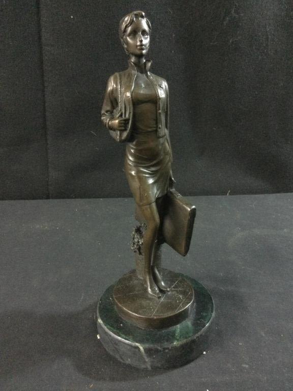 Lot 20: Art Deco Bronze Statue :Signed"