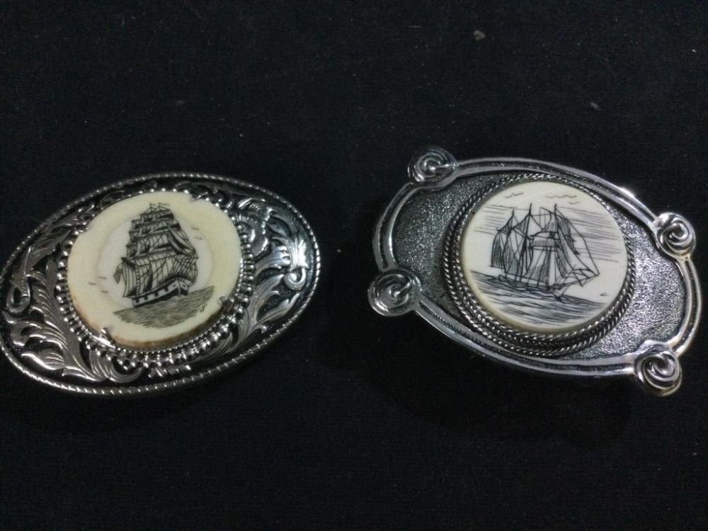 Lot 46: Buckles w/Scrimshaw