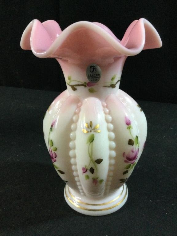 Lot 49: Signed Hand Painted Fenton Rosalene Vase