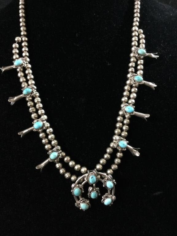 Lot 50: Sterling Squash Blossom Necklace