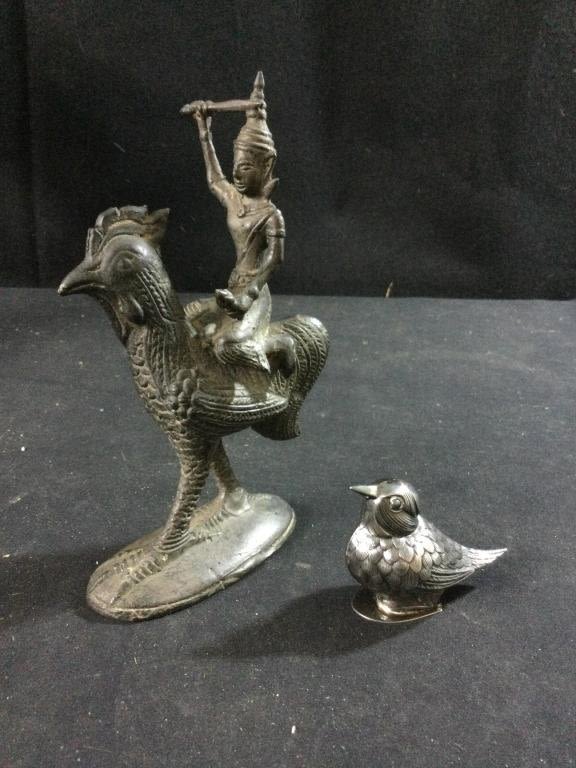 Lot 51: Antique Early Bronze & Silver Statues