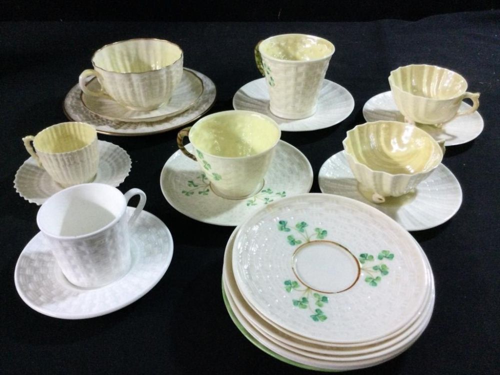 Lot 55: Belleek Cups & Saucers
