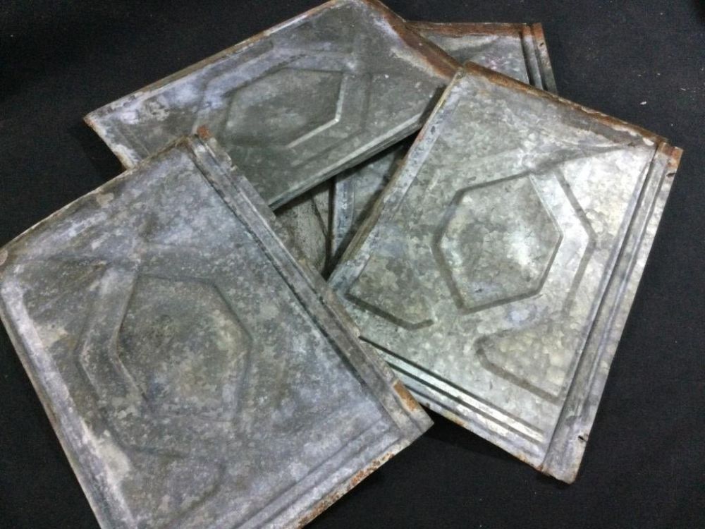 Lot 57: Vintage Reclaimed Metal Tin Roof Shingles