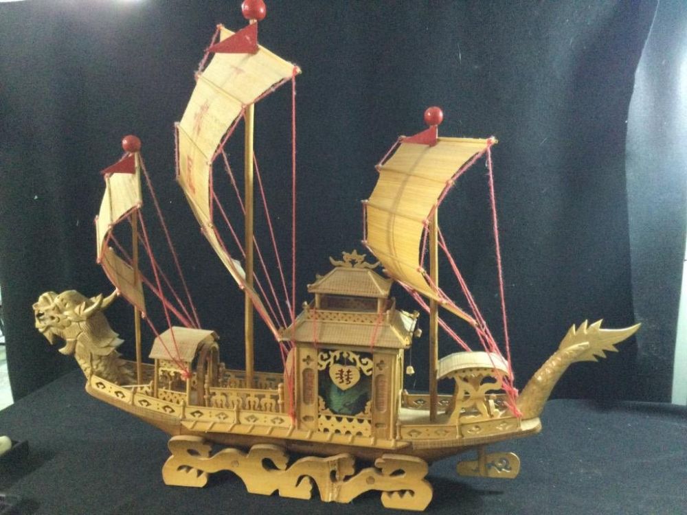 Lot 58: Wood Carved Dragon Ship