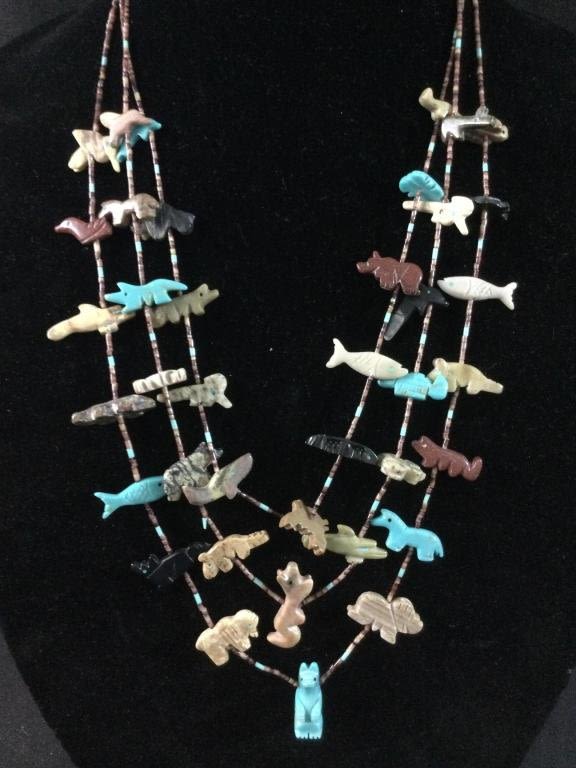 Lot 76: Sterling Fetish Ncecklaces