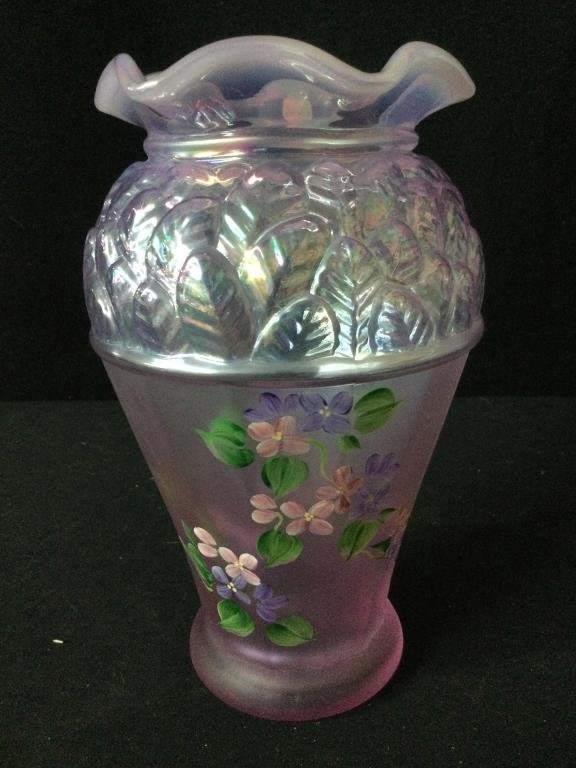 Lot 99: Signed Hand Painted Fenton Vase