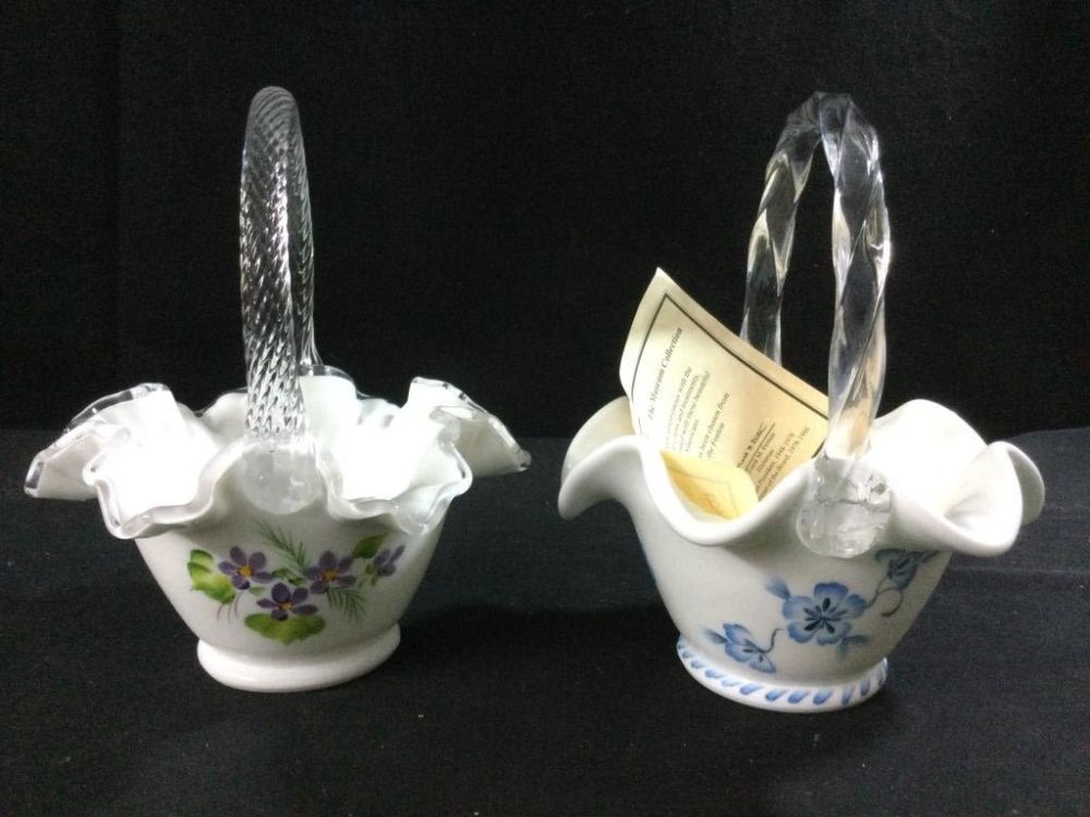 Lot 111: Signed Hand Painted Fenton Baskets