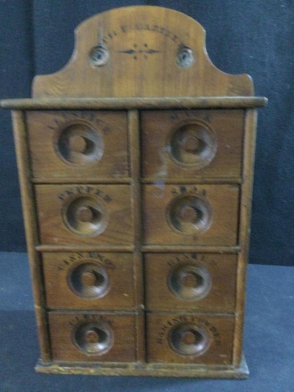 Lot 113: Vintage Spice Box Cabinet