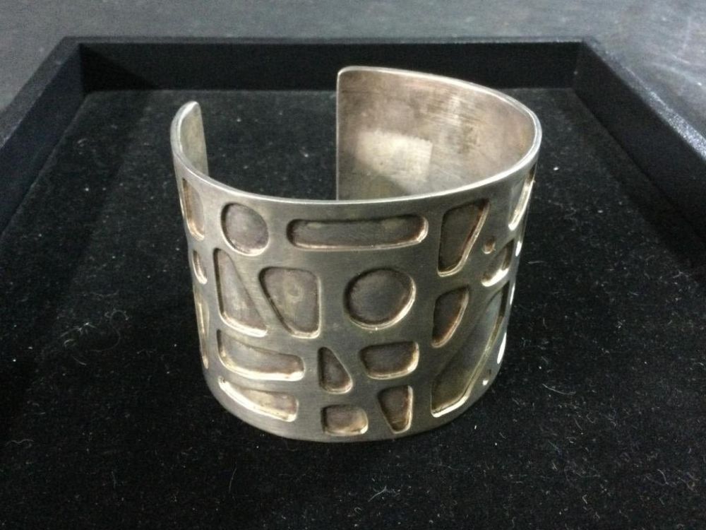Lot 119: Designer Sterling Large Cuff Bracelet