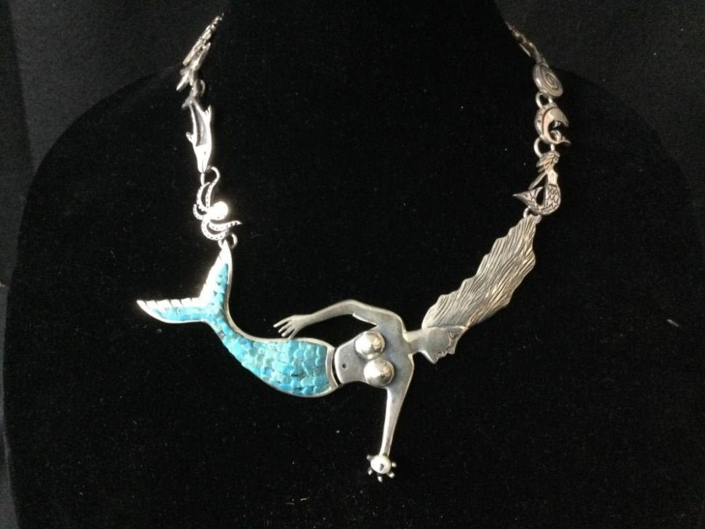 Lot 138: Sterling Designor Mermaid Necklace Signed