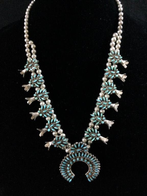 Lot 165: Sterling Squash Blossom w/Turquoise