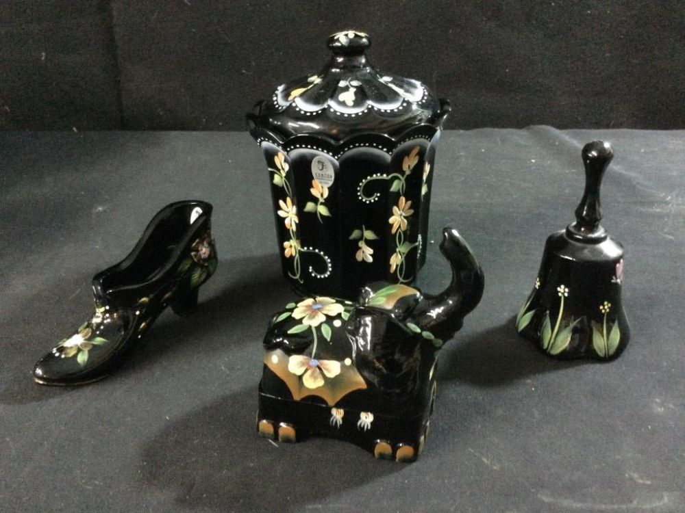 Lot 180: Fenton Black Hand Painted