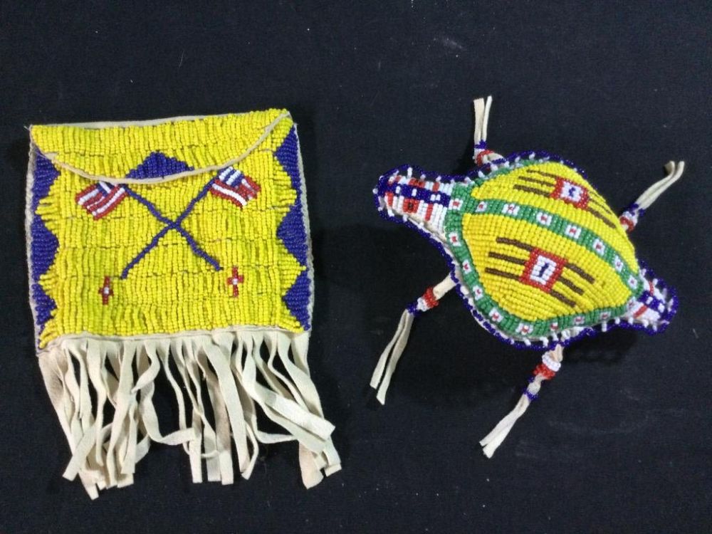 Lot 184: Navajo Bead Work Fetish & Bag