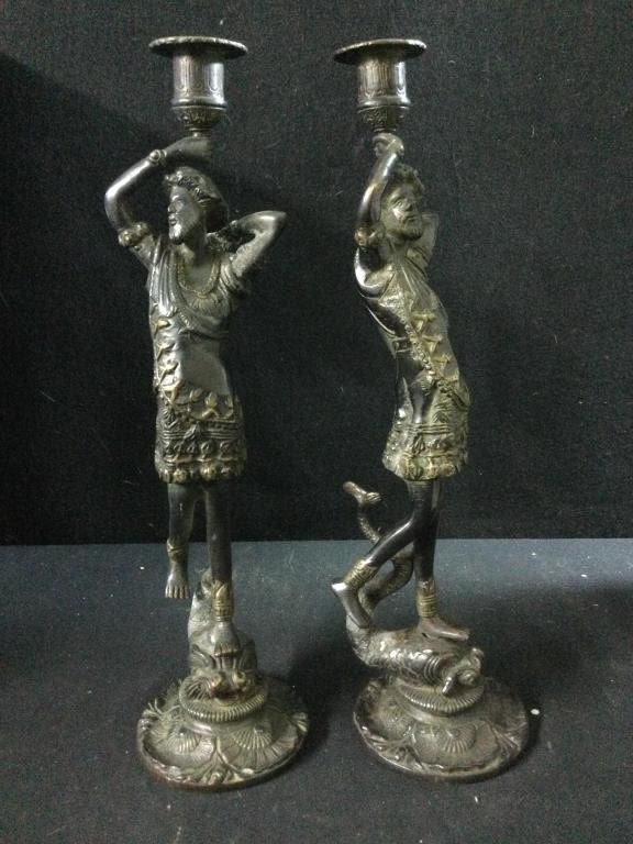 Lot 236: Bonze Candle Holders