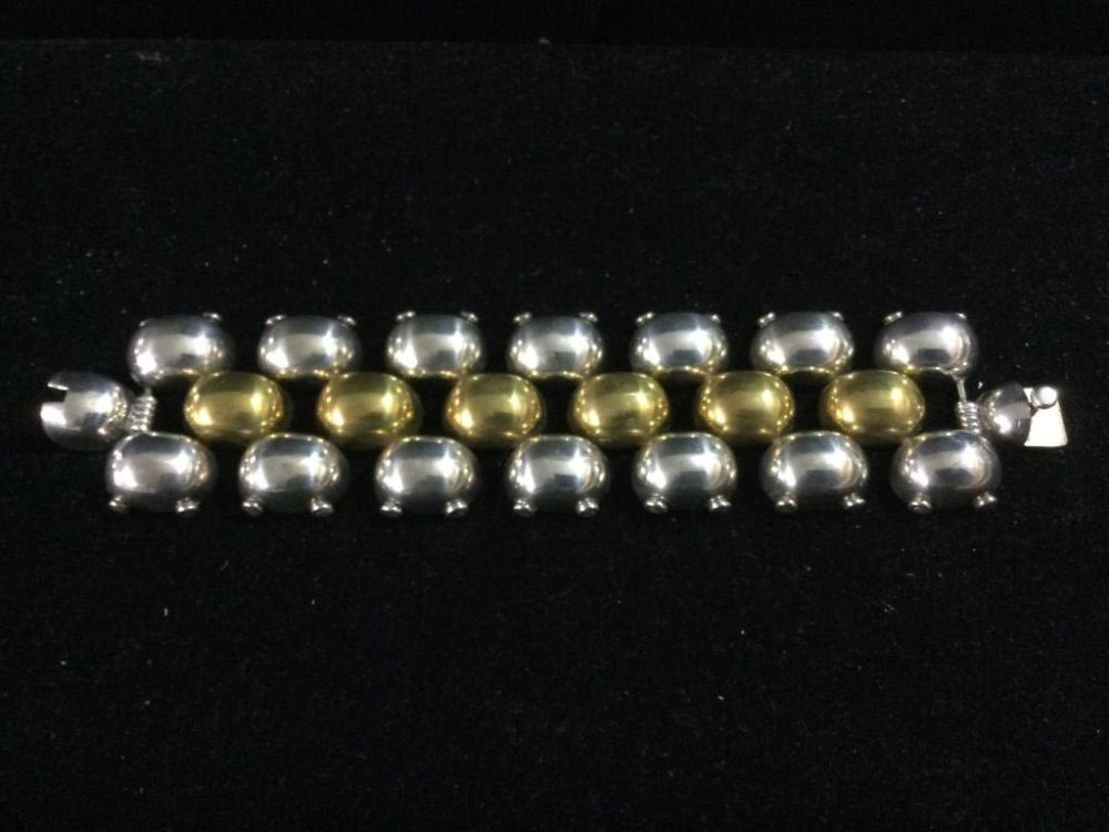 Lot 60: Laton Silver & Brass Signed Bracelet