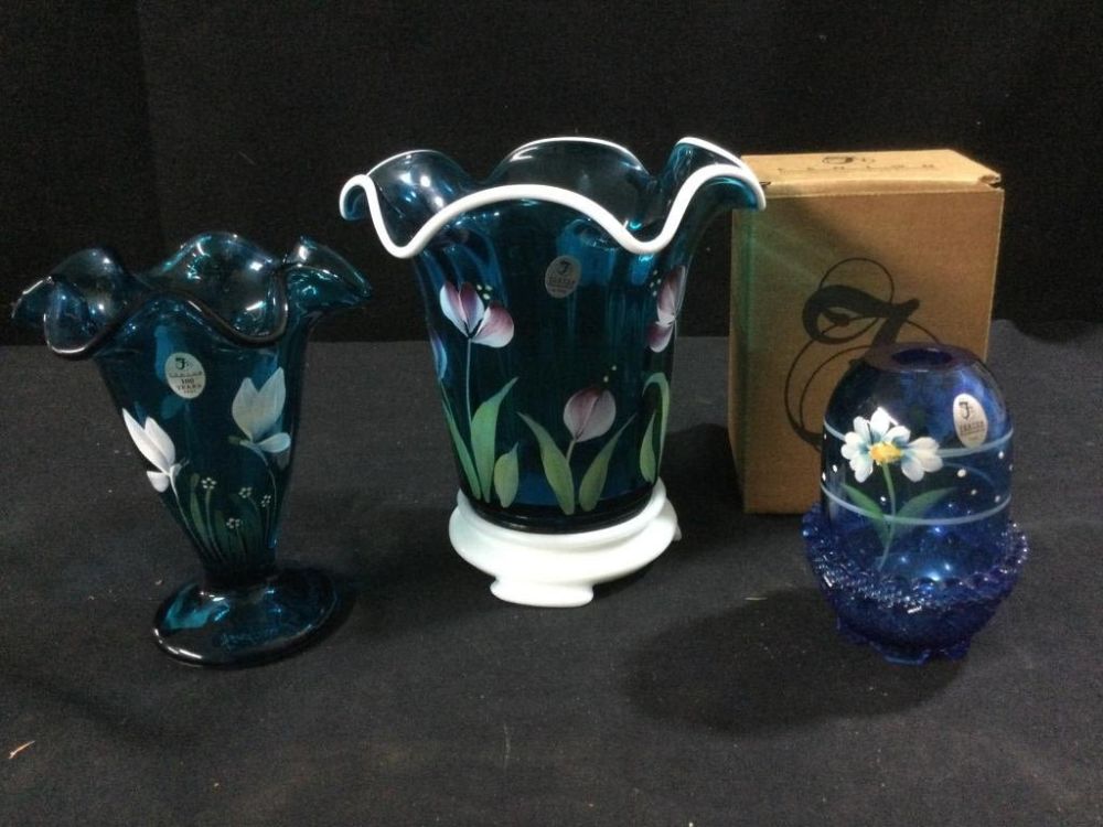 Lot 80: Fenton "Handpainted & Signed"
